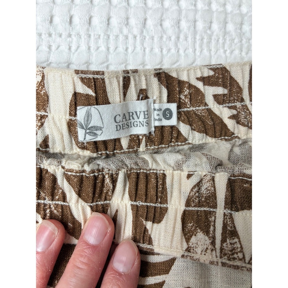NWOT Carve Designs Short Rhett Women S Linen Blend Brown Cream Rum Print Floral - Picture 6 of 14